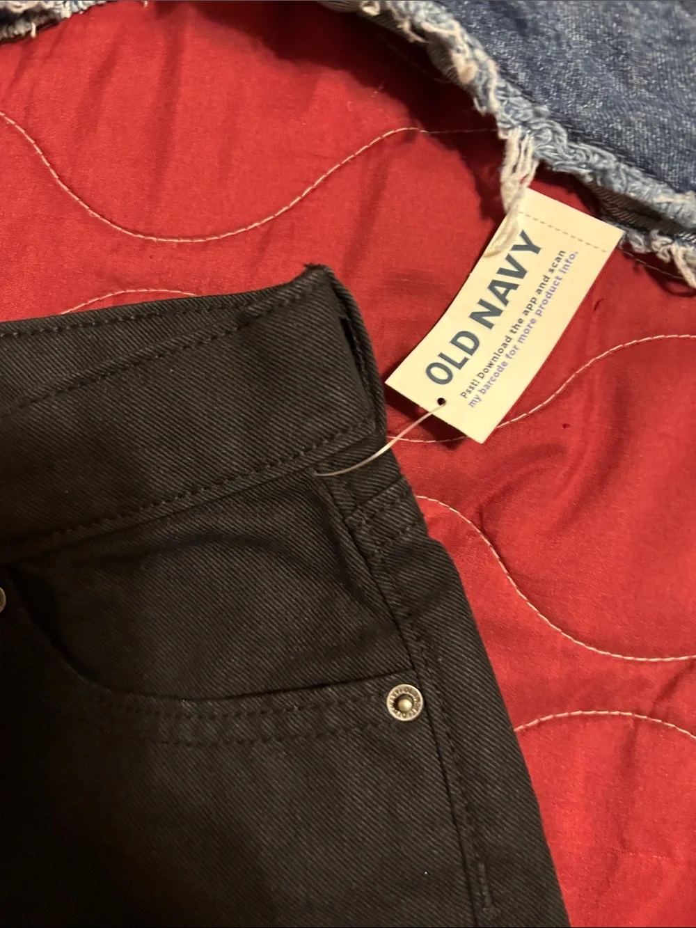 Old Navy High-Rise Button-Front Black and Blue Denim Shorts Set Lot of 2